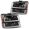 thumbnail image 1 of RVNI Fit For 2003-2007 Chevy Silverado Avalanche W/LED DRL Black Headlights Headlamps, 1 of 6