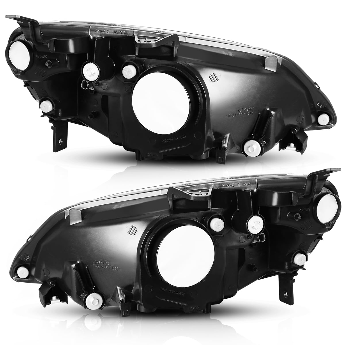 RVNI Fits 2001-2003 Honda Civic 4-Door Sedan Black Headlights Amber Corner Lamps