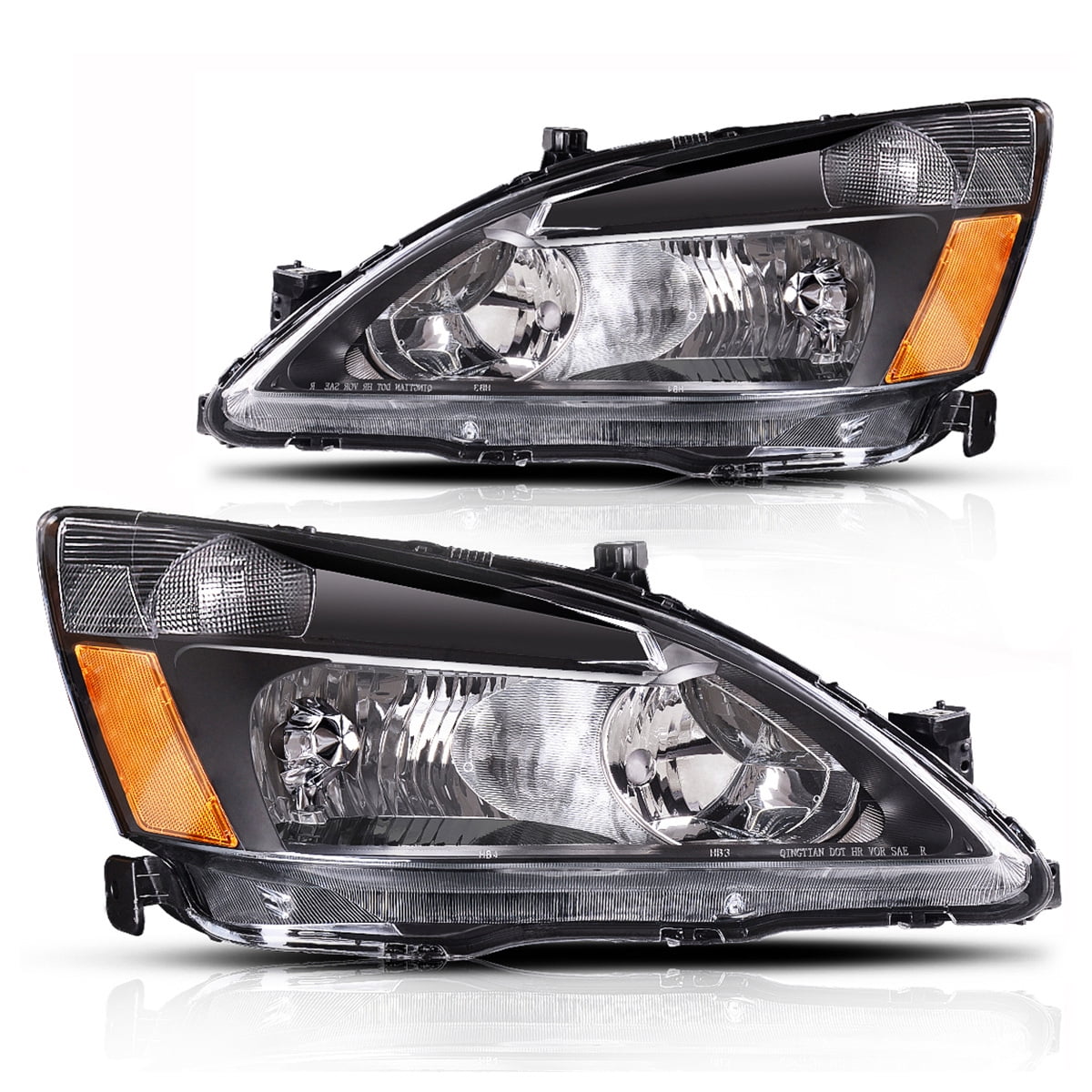 Fits 2003-2007 Honda Accord 2/4Dr Headlights Assembly Pair Replacement  Headlamps