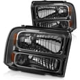 thumbnail image 2 of Smoke Tinted Headlights Pair For 2005-2007 Ford F250 F350 F450 F550 Super Duty 2 of 3