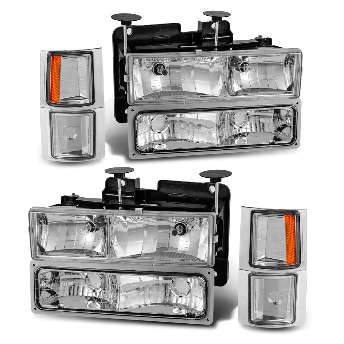 RVNI Headlights + Corner Lamps + Bumper Lamps For 1994-1999 Chevy C/K Tahoe Suburban