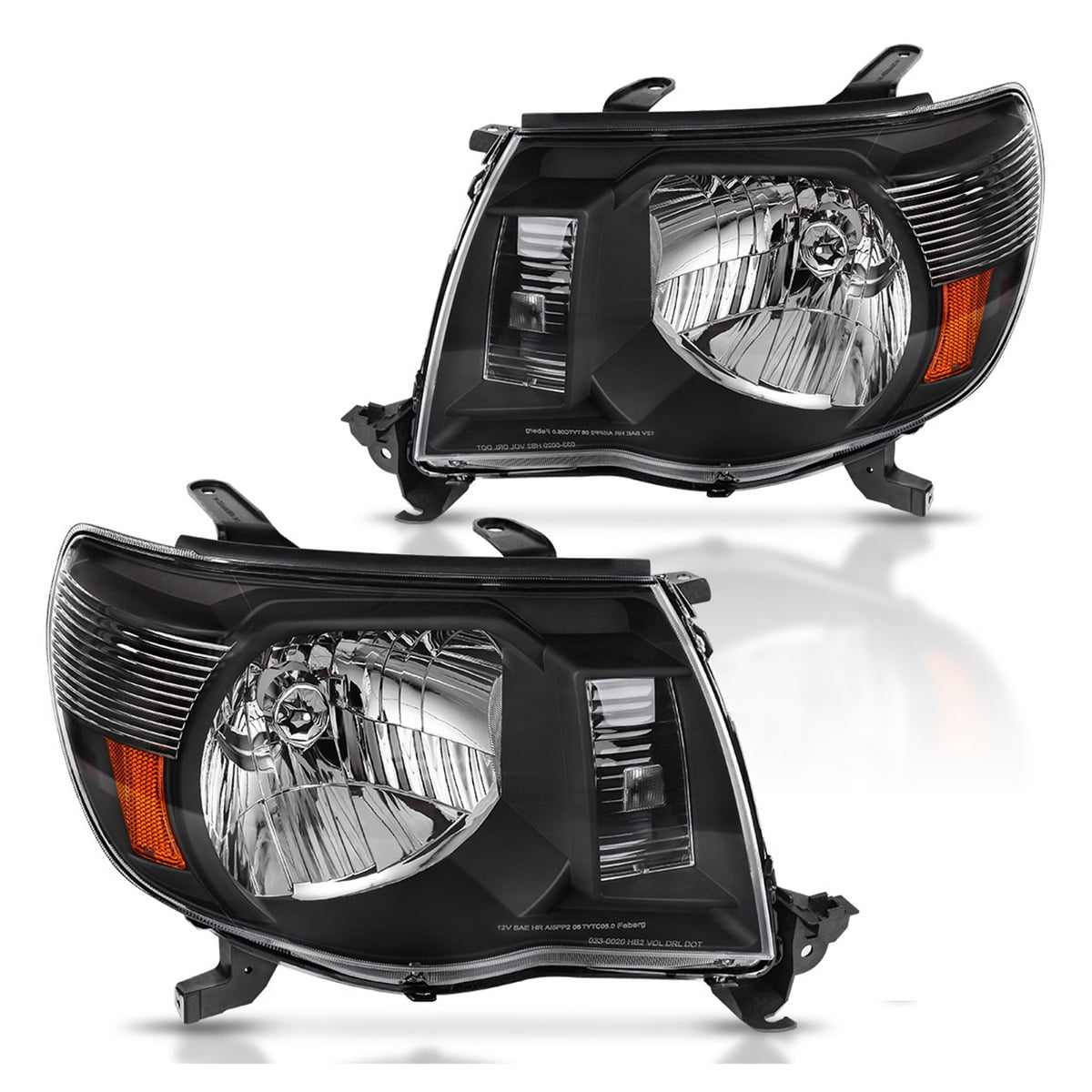 RVNI Headlights Fit For 2005-2011 Toyota Tacoma Black Headlamps Light Left+Right