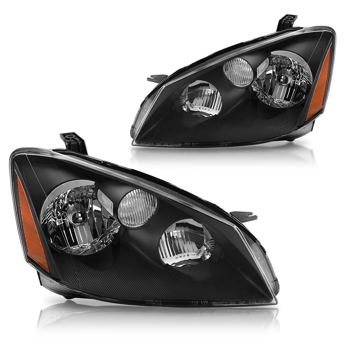 RVNI Headlights Halogen for 2005 2006 Nissan Altima 4Dr Sedan Black Amber Corner Lamp