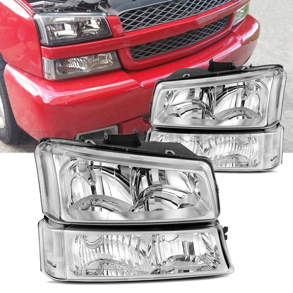 RVNI Headlights for 2003-2006 Chevy Silverado/Avalanche 1500 2500 3500 Chrome Housing