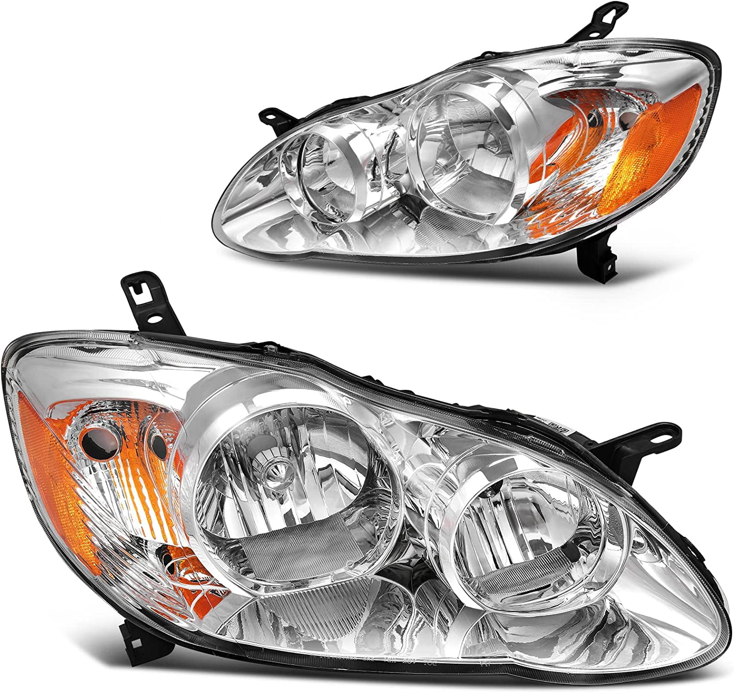 RVNI Left + Right Chrome Headlights for 2003-2008 Toyota Corolla S XRS Sedan 4-Door