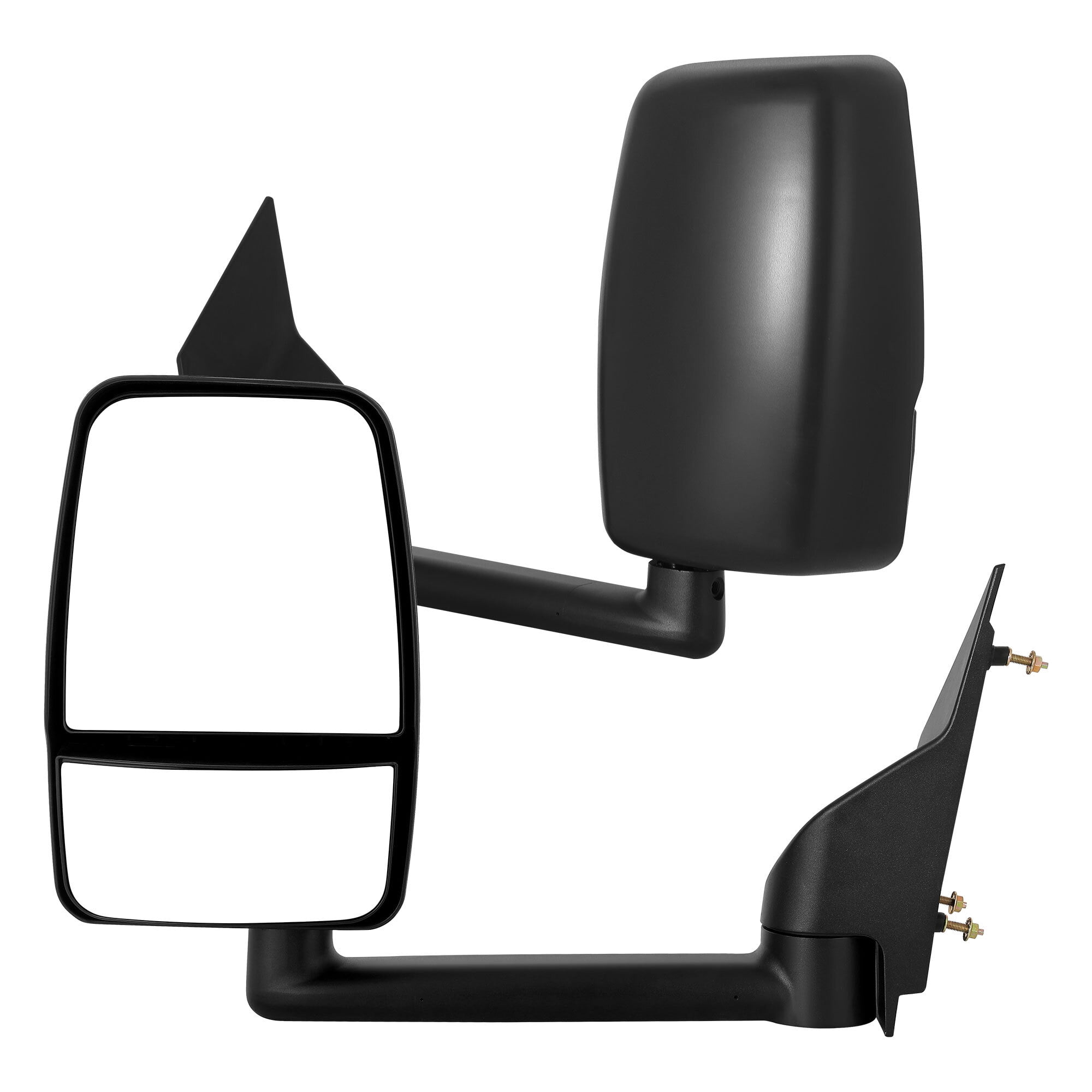 LEDKINGDOMUS Manual Folding Tow Mirrors for Chevy Express & GMC Savana 1500/2500/3500 (2003-2019), Black Driver/Passenger Side Replacement with Adjustable Glass, Plug and Play Installation