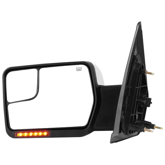 LEDKINGDOMUS Power Heated Manual Folding Left Driver Side Mirror with Turn Signal & Puddle Light Compatible with Ford F150 2004 2005 2006 2007 2008 2009 2010 2011 2012 2013 2014 Chrome