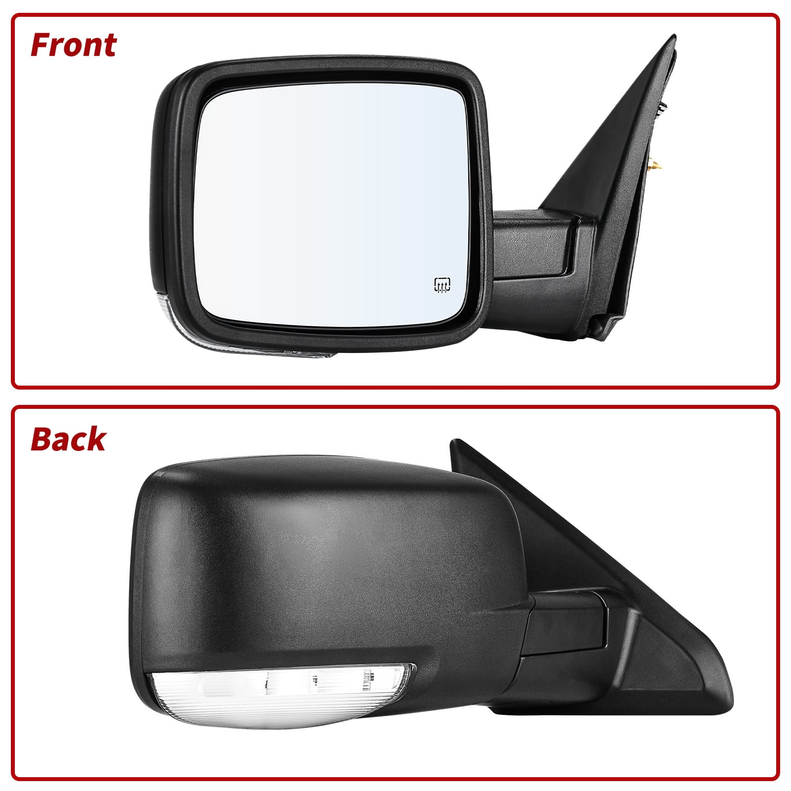 LEDKINGDOMUS Power Heated Manual Folding Tow Mirrors Pair for 2009-2018 Dodge Ram 1500 & 2010-2017 Ram 2500/3500 with LED Turn Signal and Puddle Light