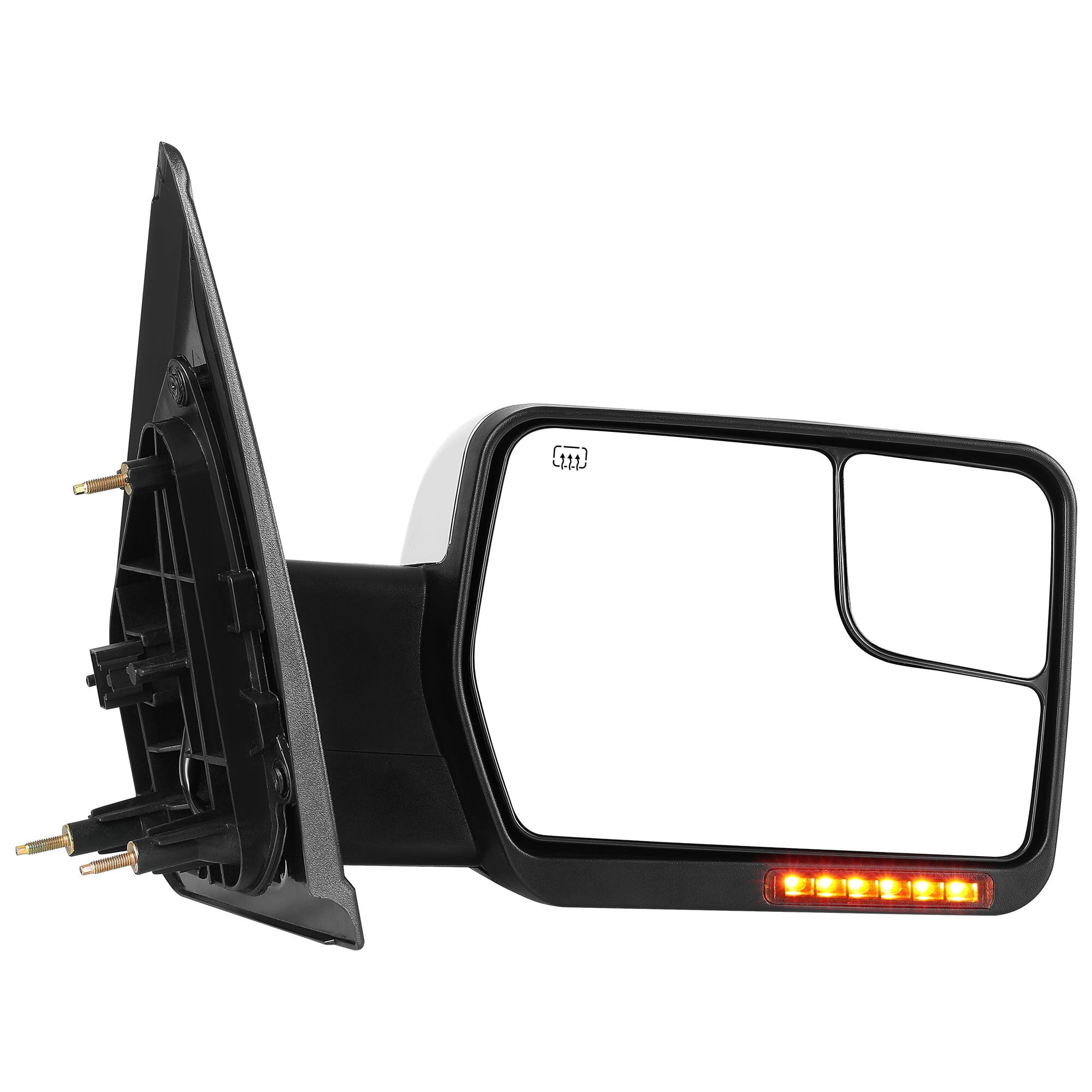 LEDKINGDOMUS Power Heated Right Passenger Side Mirror with Puddle Light & Turn Signal Compatible with Ford F150 2004 2005 2006 2007 2008 2009 2010 2011 2012 2013 2014 Chrome