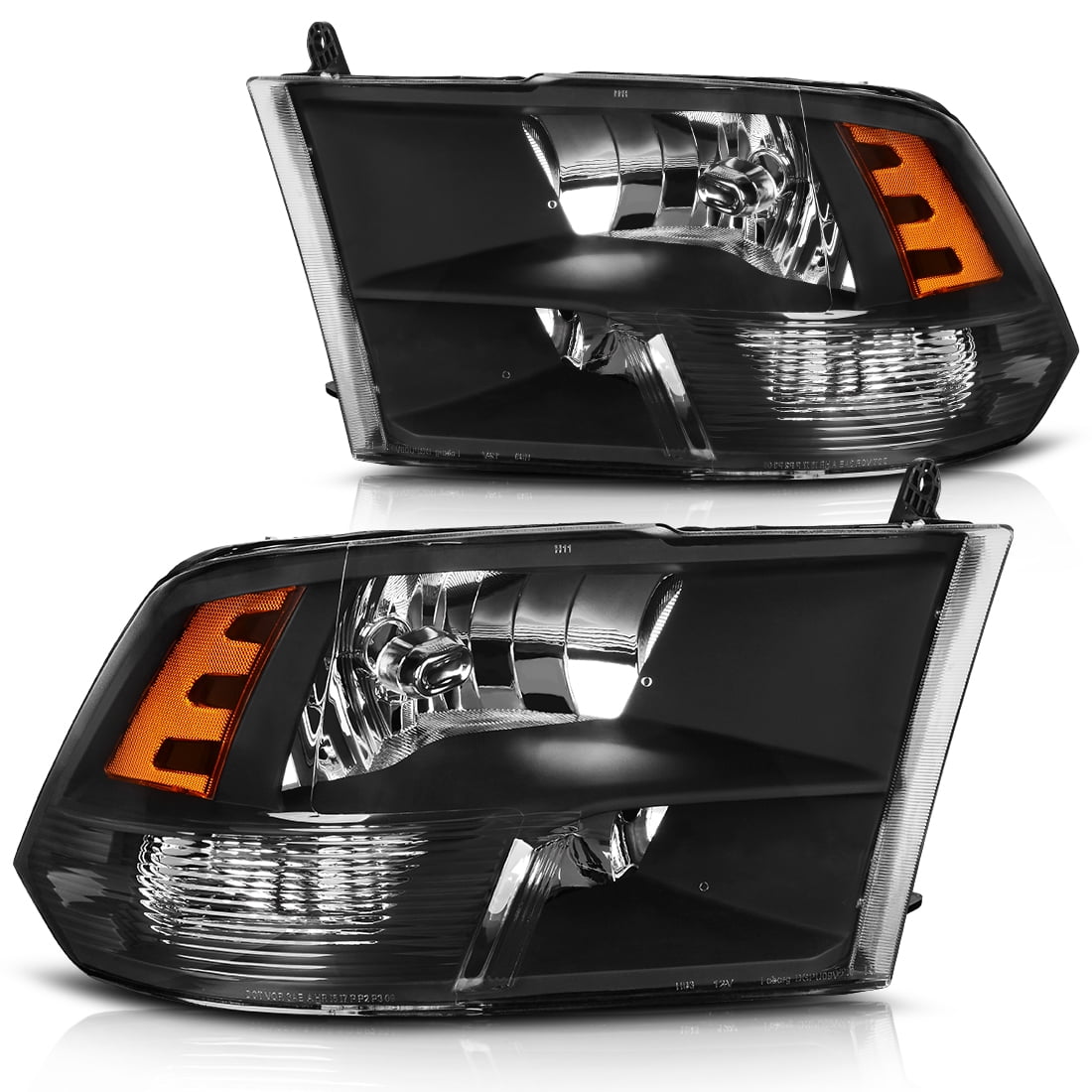 RVNI Quad Style Headlights Assembly for 2009-2018 Dodge Ram 1500 2500 3500 Black
