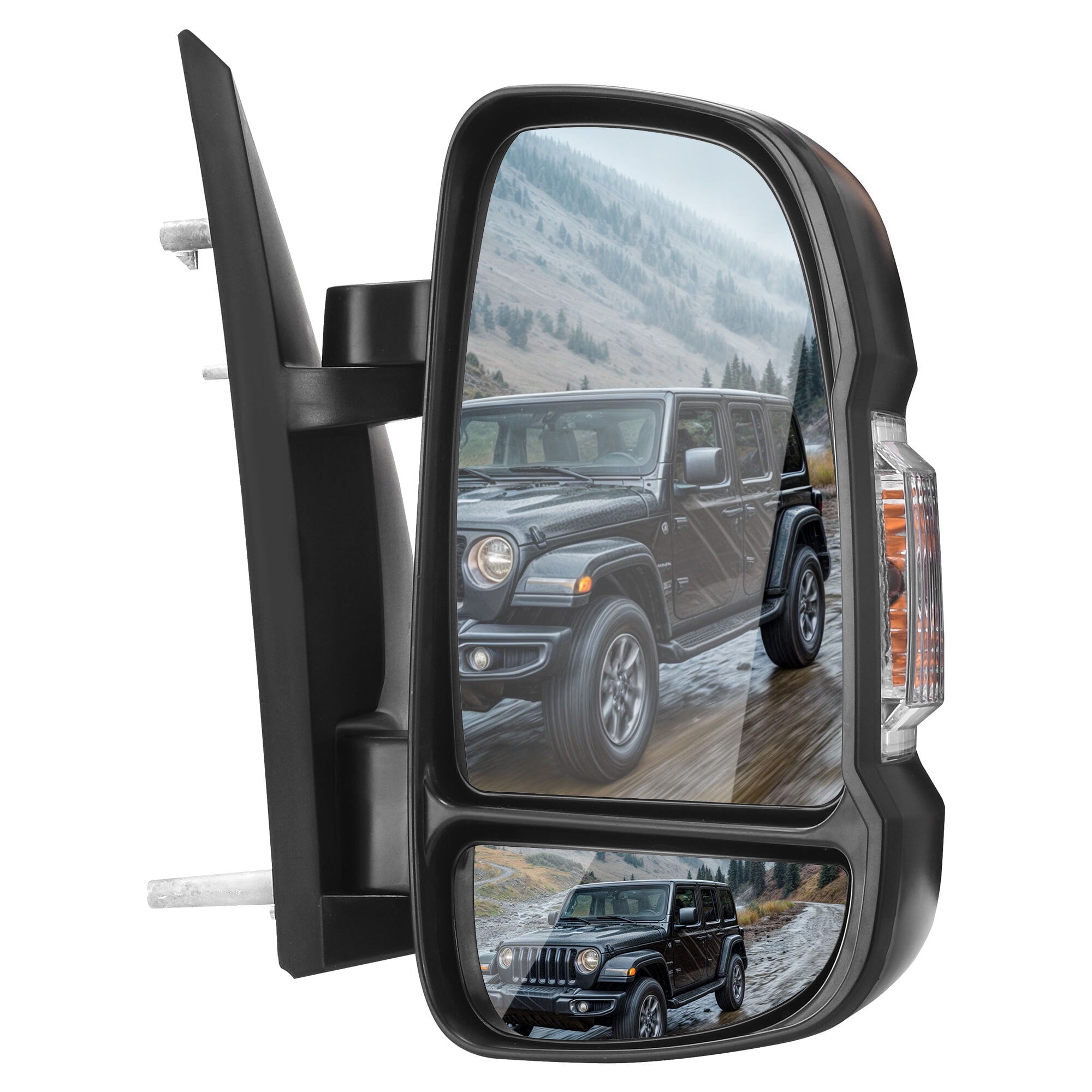 LEDKINGDOMUS Right Passenger Side Power Heated Mirror for 2014 2015 2016 2017 Ram Promaster 1500/2500/3500 with LED Signal & Temp Sensor, Manual Folding (RH, Black)