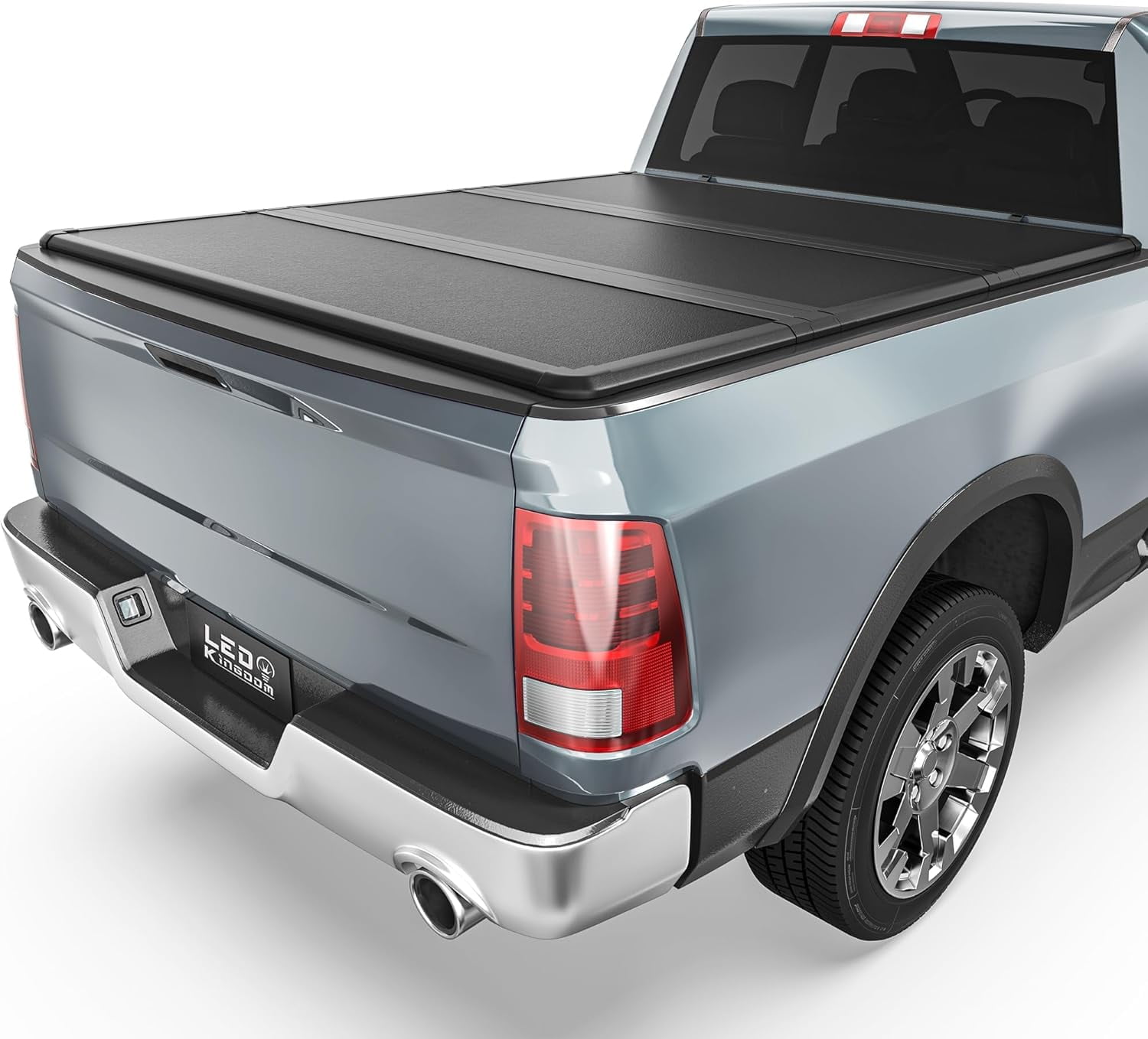 LEDKINGDOMUS Truck Bed Tonneau Cover FRP Hard Folding Fit for Dodge Ram