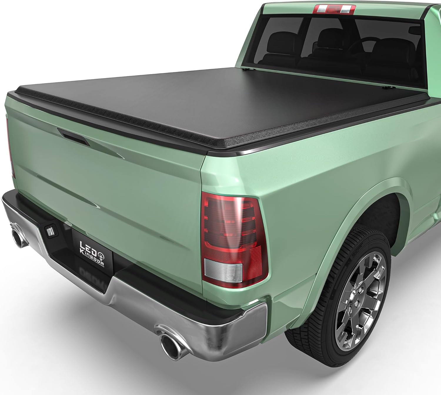 LEDKINGDOMUS Truck Bed Tonneau Cover FRP Hard Folding Fit for Dodge Ram