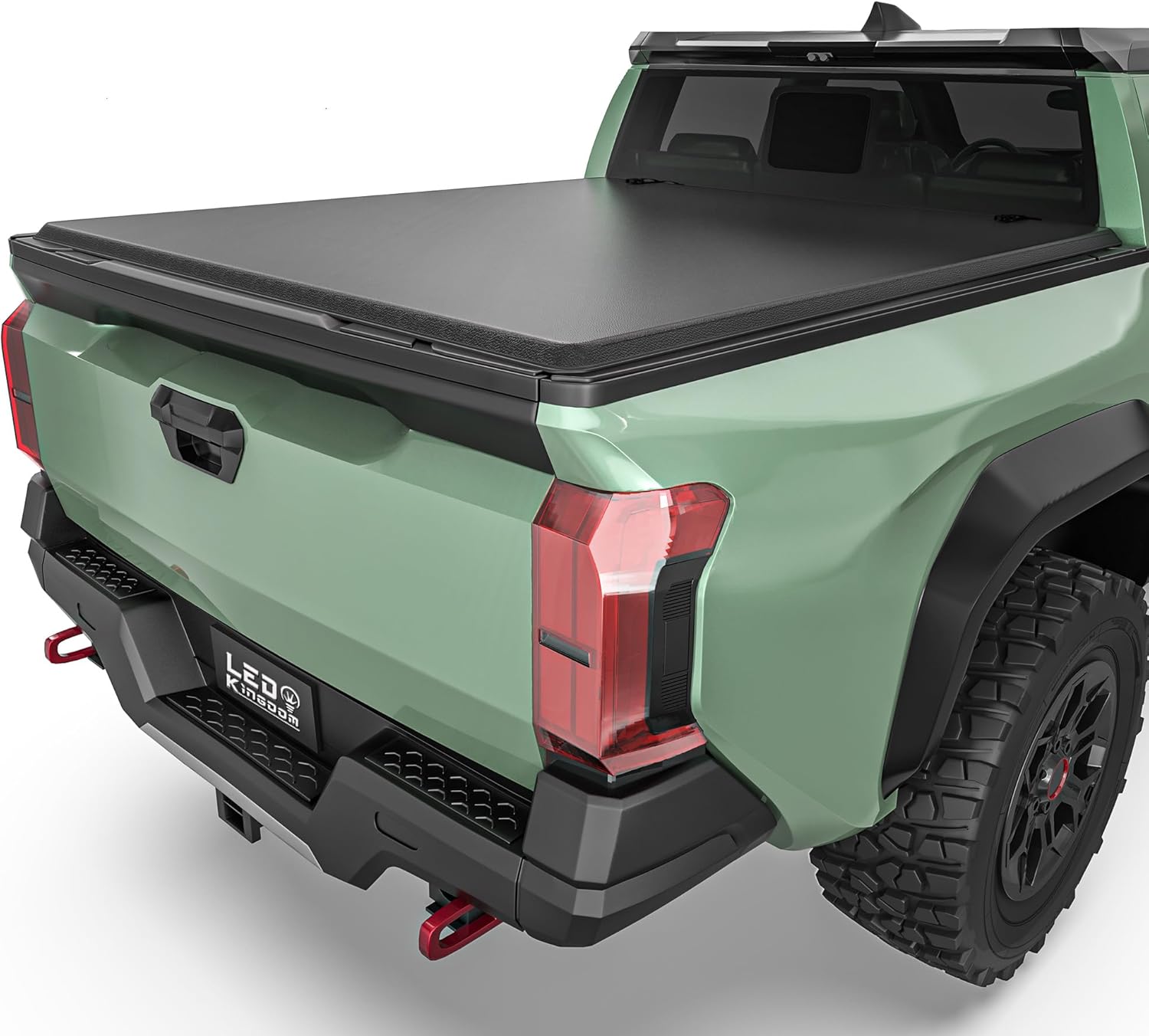 LEDKINGDOMUS Truck Bed Tonneau Cover FRP Hard Folding Fit for Toyota