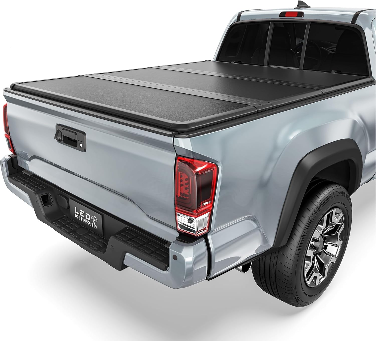 LEDKINGDOMUS Truck Bed Tonneau Cover FRP Hard Folding Fit for Toyota
