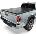 LEDKINGDOMUS Truck Bed Tonneau Cover FRP Hard Folding Fit for Toyota