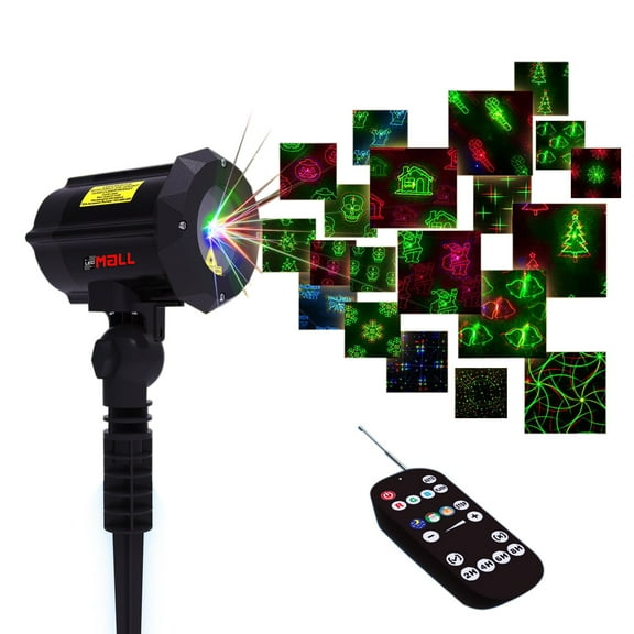 LEDMALL Motion Pattern Firefly 3 models in 1 Continuous 18 Patterns LEDMALL RGB Outdoor Laser Garden and Christmas Lights with RF remote control and Security kit