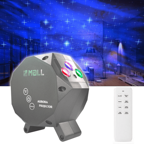 LEDMALL Star Aurora Laser Green and RGB LED Night Lights Decorative Projector with remote control -Silver