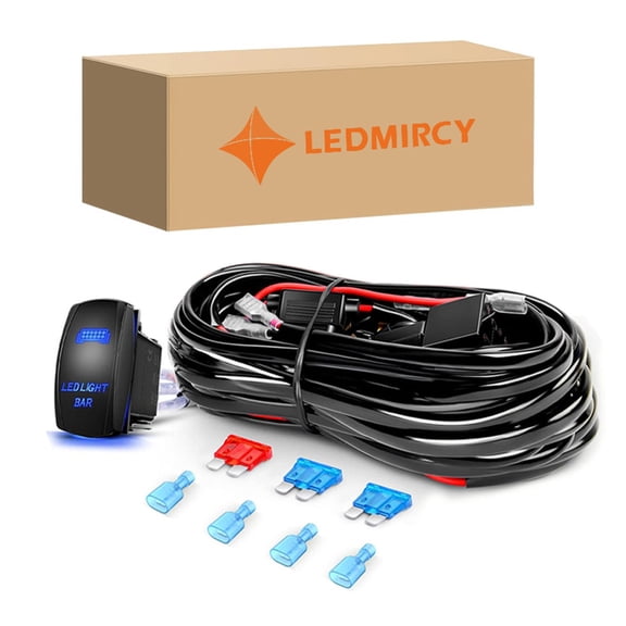 LEDMIRCY 2-Lead LED Light Bar Kit Wiring Harness 12V with Switch Relay Fuse for Off Road Work Lights