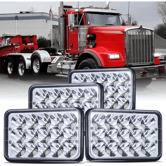 LEDMIRCY 4x6 inch LED Lights High Low Sealed Beam Rectangular LED Light 4PCS 45W Rectangular Automotive Headlight Assemblies Compatible with H4651 H4652 H4656 H4666 H6545 H4668 H4642