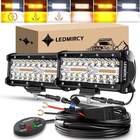 LEDMIRCY 7Inch LED Light Bar Kit White Amber 6 Modes Strobe Off Road Lights with Memory Function Flashing Fog/Driving Light Bar for ATV UTV SUV Truck Boat Tractor etc