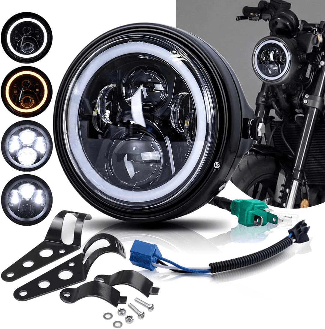 LEDMIRCY 7 inch LED Motorcycle Headlight, Dot Approved with Halo Ring ...