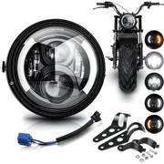 LEDMIRCY 7 Inch Round DOT Approved Motorcycle Headlight with Housing Turn Signals Drl Projector Hi/Lo Beam Mount Bracket for Harley Davidson Dyna Honda Suzuki Yamaha