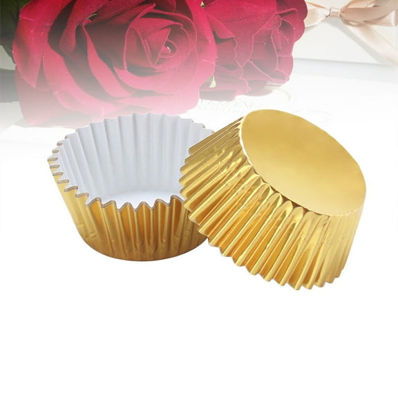 LEDMOMO Cups Aluminum Cupcake Liners Golden 100Pcs