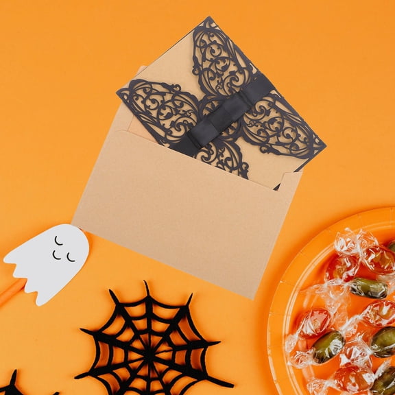 LEDMOMO Floral Cut Paper Cards Stylish Black Hollow-Out for Weddings and Parties 10Pcs