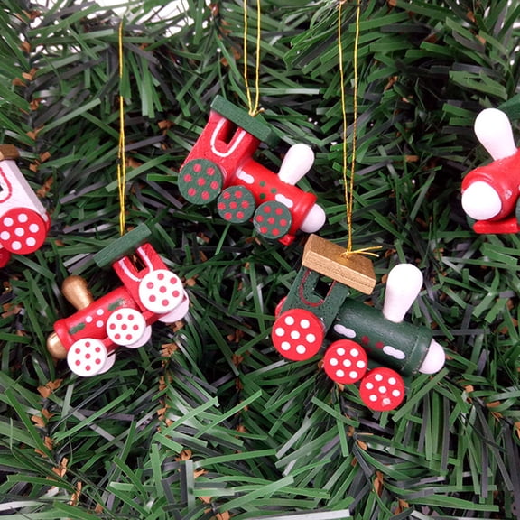 LEDMOMO Lovely Wooden Locomotive Crafts Ornament for Christmas Decor and Parties 12Pcs