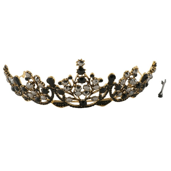 LEDMOMO 1Pc Elegant Black Crystal Crown Rhinestone Tiara for Wedding and Special Occasion Hair