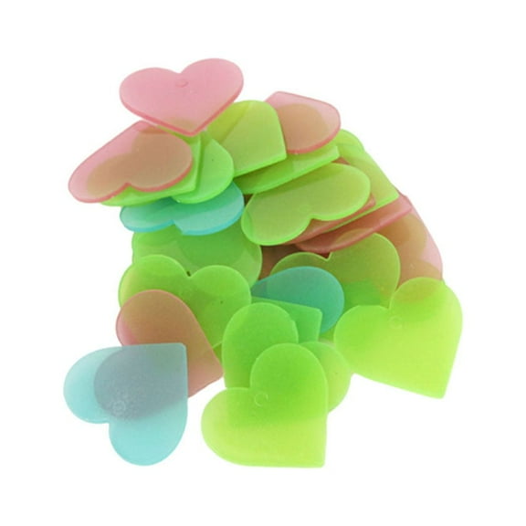 LEDMOMO 200Pcs Glow in the Dark Wall Stickers Plastic Assorted Color Heart Decorations for Nursery Room