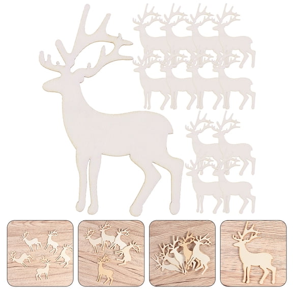 LEDMOMO 25Pcs Deer Cut Out Wood Crafting Material Beige for Wedding Confetti Use