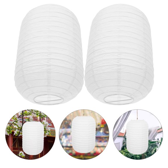 LEDMOMO 2Pcs Japanese Style Lanterns White Foldable Decorative Lanterns for Restaurant and Outdoor Use