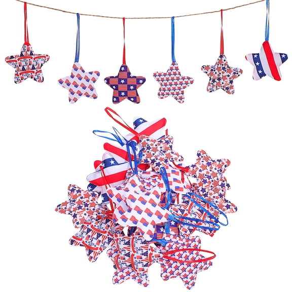 LEDMOMO Hanging Star Decor Multi-Color Patriotic Tree Ornaments for 4Th of July 30Pcs