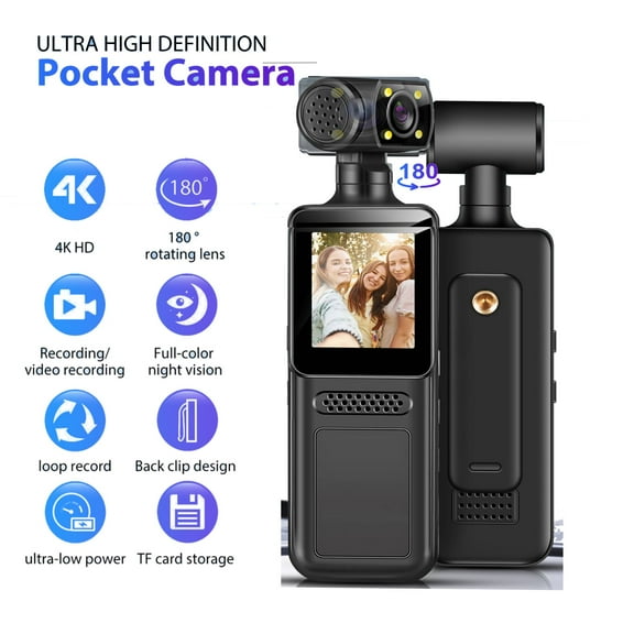 LEDMOMO-4K Mini Body Camera with Audio: Pocket Sports Camera - io & Video Recording - Wearable & Night Vision