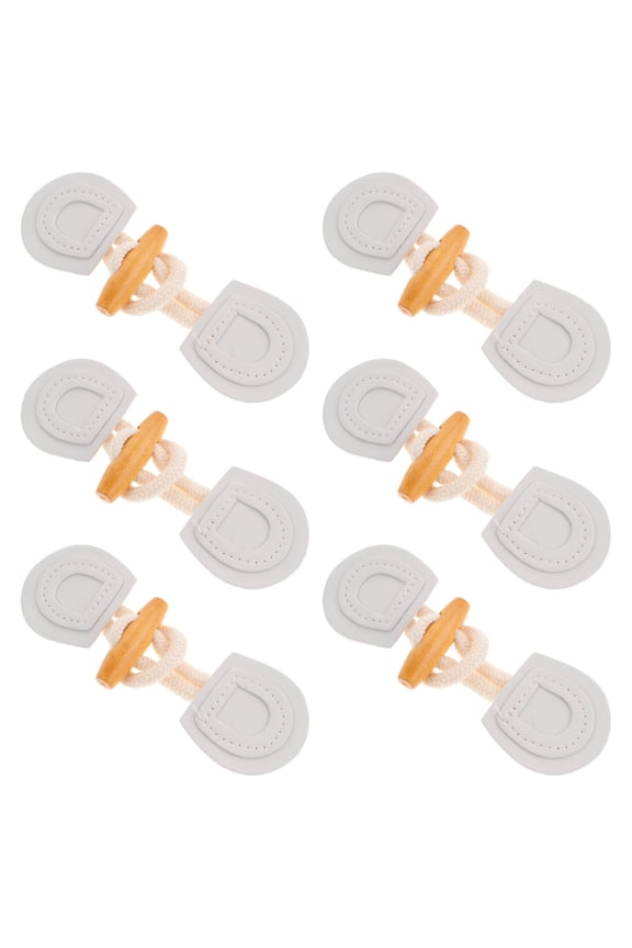 6Pairs Light Grey and Wood Clothing Toggle Button for Coat Decoration