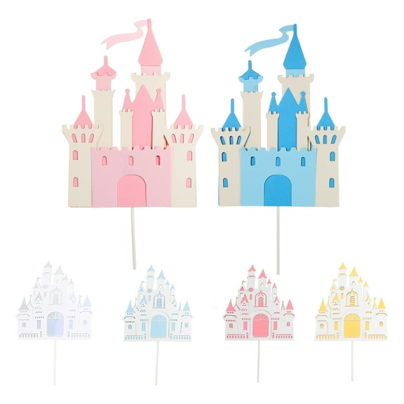 LEDMOMO Castle Cake Decoration Assorted Color Paper Plastic for Party 6Pcs