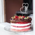 thumbnail image 1 of LEDMOMO Double Heart Cake Topper Wedding Decoration Plated Silver with Crystal Rhinestones, 1 of 8