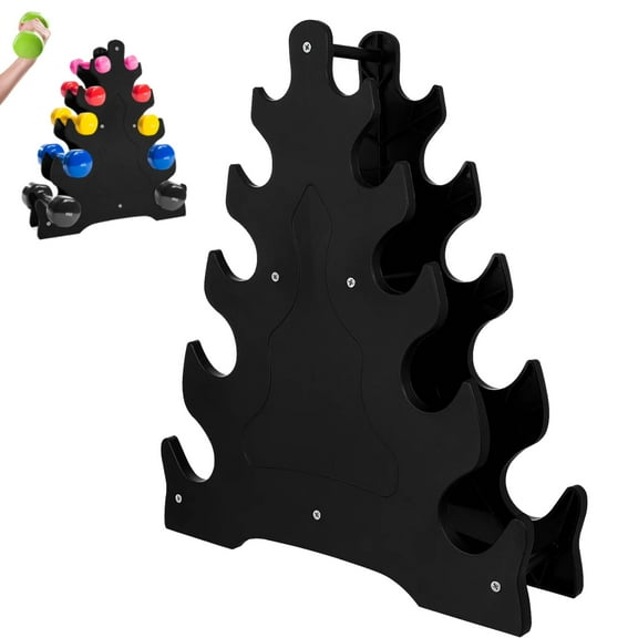 LEDMOMO Black Dumbbell Holder Rack Tree Leaf Shape Stable Weight Storage Organizer