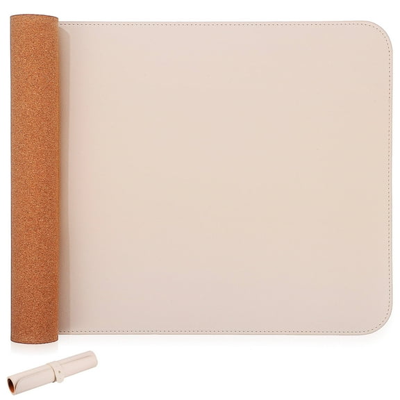 LEDMOMO Beige Desk Mat Soft Surface Non Slip Large Desk Pad for Computer Use