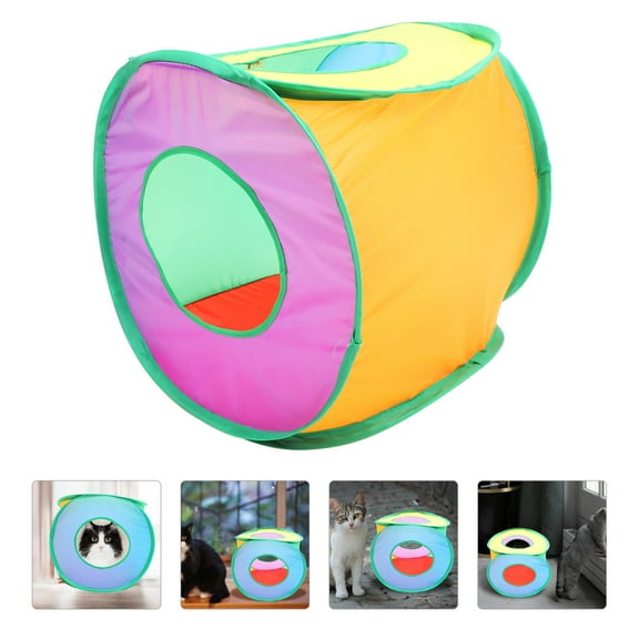 LEDMOMO-Pop Up Cat Cube, Collapsible Cat Hideouts Play House Cat Cave Tent with 4 Holes for Indoor Outdoor Kittens Cats Puppies Rabbits Hideaway Bed Toy