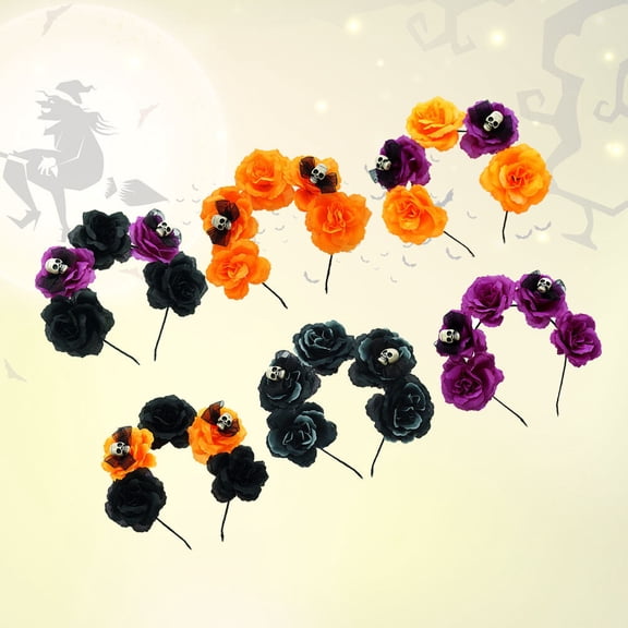 LEDMOMO Cosplay Hair Decor Skull and Flower Headband Assorted Color Festival Wear