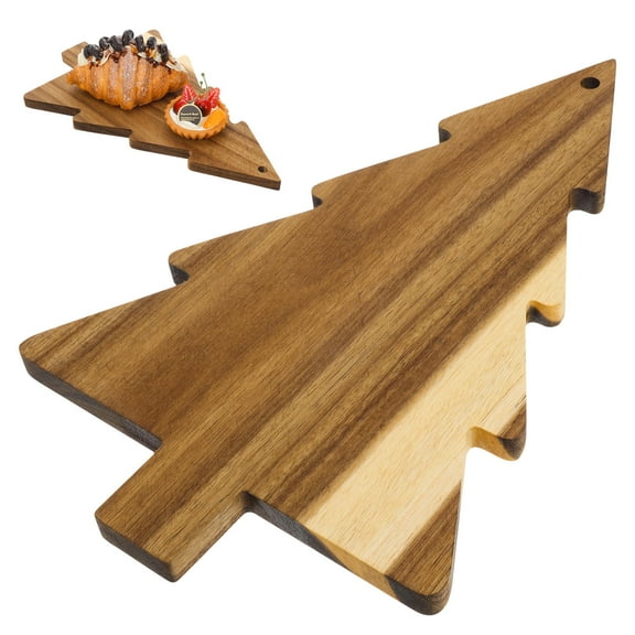 LEDMOMO Beige Christmas Tree Cutting Board Natural Wood Versatile Decorative