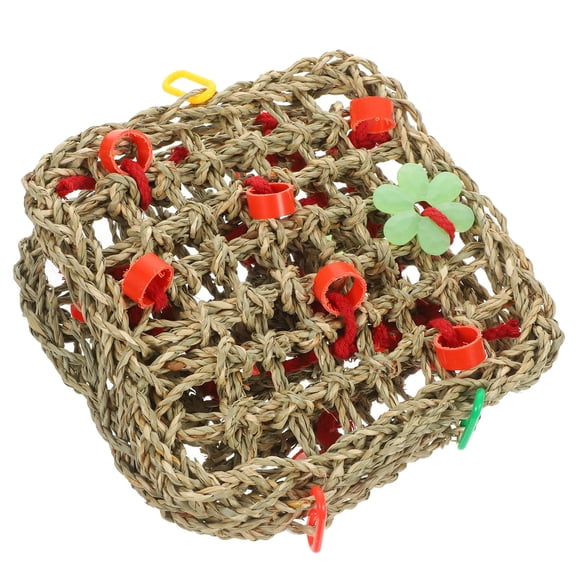 LEDMOMO Hamster Hammock Beige Woven Vine and Wood Hanging Net for Pet Exploration