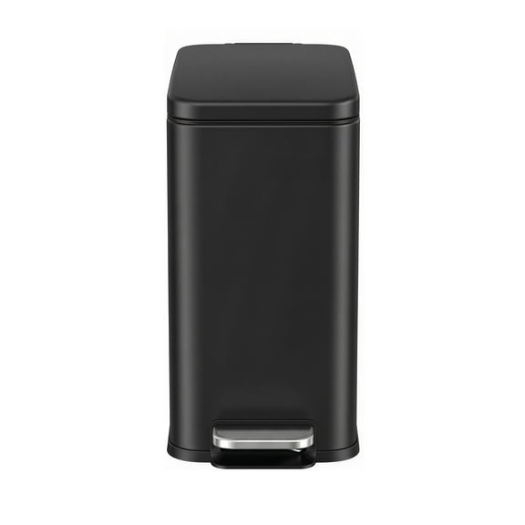 LEDREM 1.3 Gal Slim Step Bathroom Trash Can , Soft-Close Lid , Removable Bucket , Space-Saving Stainless Steel Bin ,Black