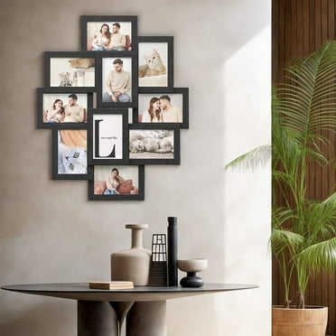 LEDREM 10-Piece 4x6 Collage Picture Frame Set for Wall, Gallery Photo Display with Glass Front, Easy Assembly Home Decor, Black