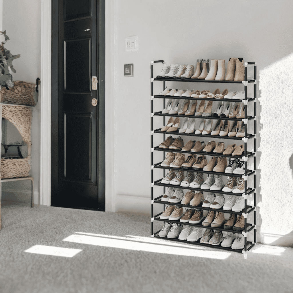 LEDREM 10-Tier Slim Shoe Rack for Entryway & Closet, Metal Frame with ...
