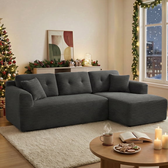 LEDREM 108.3" L-Shaped Modular Sectional Sofa,Boneless Couch with Chaise,No Assembly Required, Movable Soft Seats for Living Room,Right-Facing Design,Slate Gray