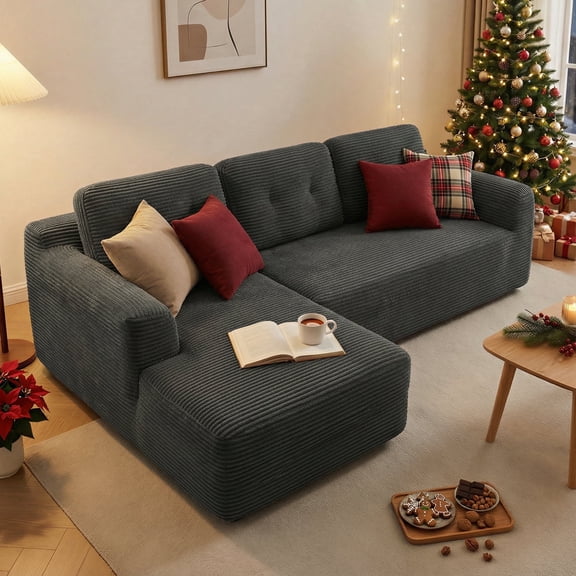 LEDREM 108.3" L-Shaped Modular Sectional Sofa,Boneless Couch with Chaise,No Assembly Required, Movable Soft Seats for Living Room,Left-Facing Design, Slate Gray